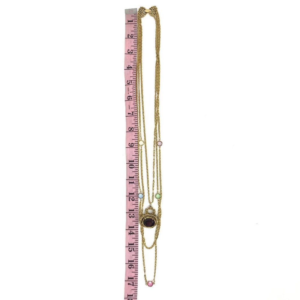 Goldette Vintage Signed 3 Strand Spinner Necklace - Picture 8 of 9